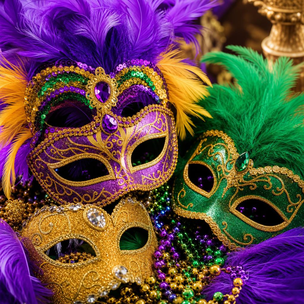 Maskers at the Krewe of Rex Parade